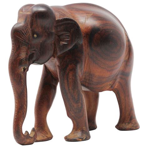 Hand Carved Wooden Figurine Of African Elephant Art And Collectibles