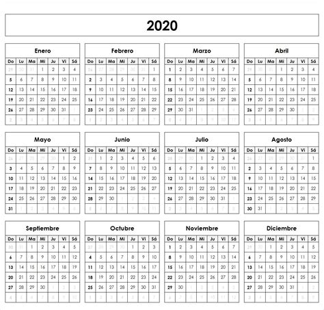 Calendario En Blanco Para Imprimir 2020