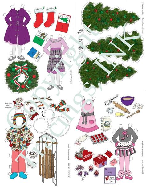 8 Pages Winter Paper Doll Pdf Instant Download 11 Outfits Etsy España