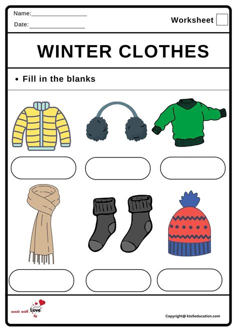 Winter Clothes Worksheet 2 Free Download