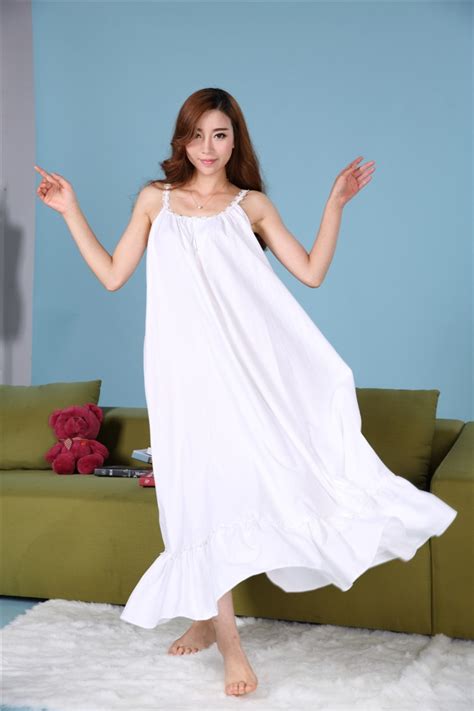 Plus Size Long Cotton Nightgowns Strap Princess Sexy Summer Dress Pink
