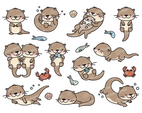 Kawaii Clipart Cute Clipart Vector Clipart Otter Drawing Baby