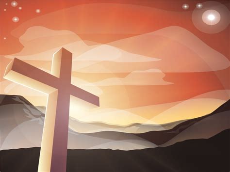 Church Cross Powerpoint Templates Black Brown Orange Religious