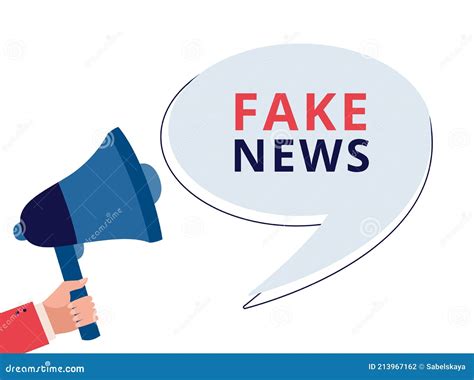 Fake News Banner With Hand Holding Megaphone Cartoon Vector