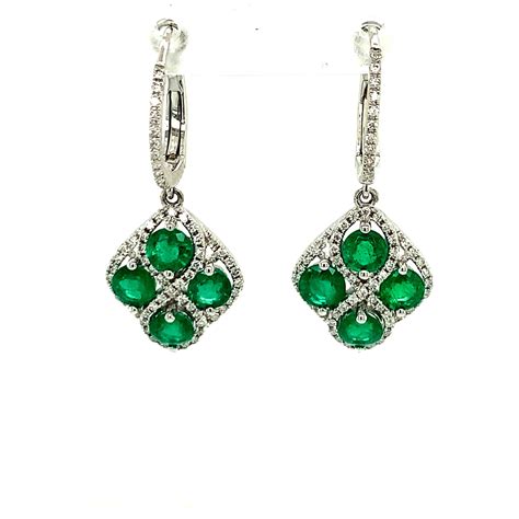 Four Leaf Clover Emerald And Diamond Dangle Earrings Nacol Jewelry