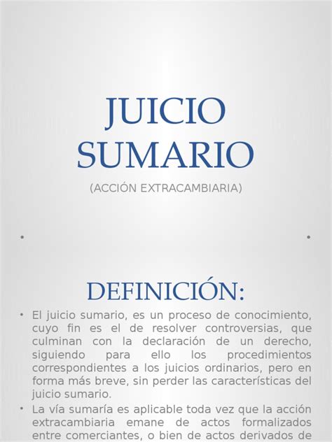 Resumen Juicio Sumario Pdf Demanda Judicial Ley Procesal