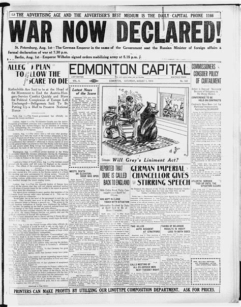 The Edmonton Capital August 1 1914 Page 1