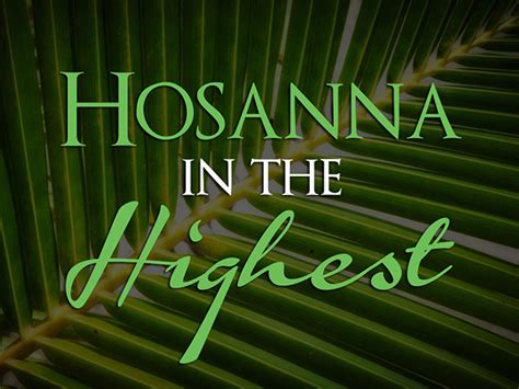 Hosanna in the highest heaven! new living translation jesus was in the center of the procession, and the people all around him were shouting, praise god in the highest heavens save him! world english bible the multitudes who went before him, and who followed kept shouting, hosanna to the. PALM SUNDAY, HOSANNA - BEING PEOPLE OF PRAISE by Deacon ...