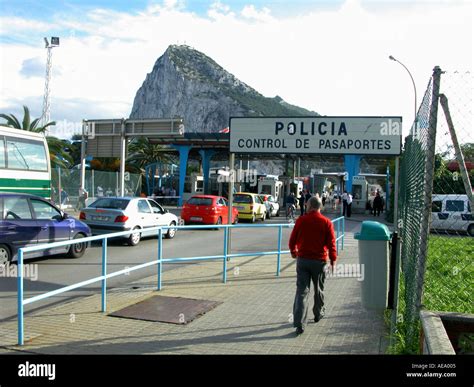 The Border Crossing From Spain Into Gibraltar Gibraltar Europe Stock