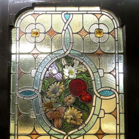 Highly Intricate Victorian Stained Glass Panel From Period Home Style