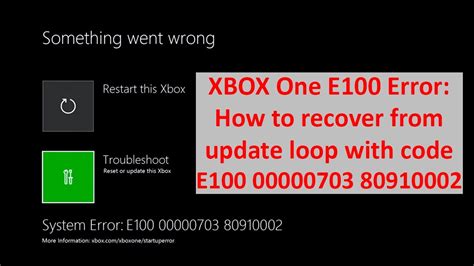 Repair Xbox One E100 Error How To Recover From Update Loop E100