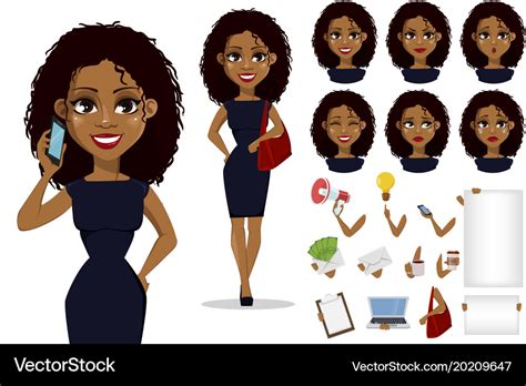 African American Business Woman Cartoon Character Vector Image