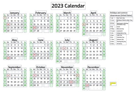 2023 Printable Calendar One Page With Holidays Pdf Excel Template Scanse