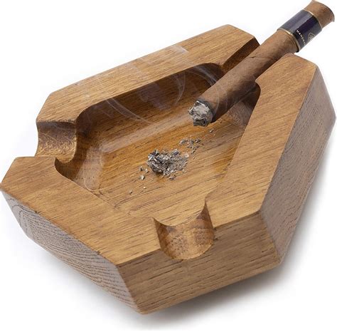 Face Wood Cigar Ashtray For Men Durable Solid Slot Cigar Holder Large Heavy Outdoor