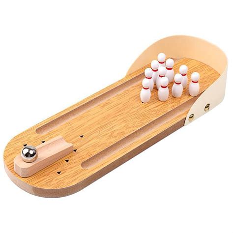 Happon 1 Mini Bowling Set Table Top Bowling Game Wooden Tabletop
