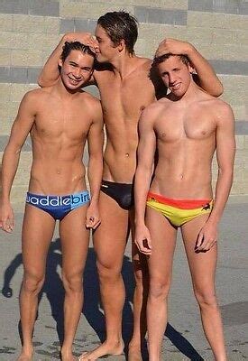Shirtless Male Beach Swimmer Build Athletes Speedo Dudes Trio PHOTO X