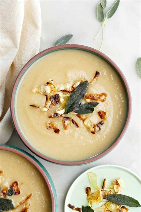 Celeriac And Parsnip Soup With Fried Sage It S A Veg World After All