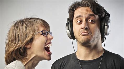 Woman Screaming At Man Wearing Headphones Blank Template Imgflip