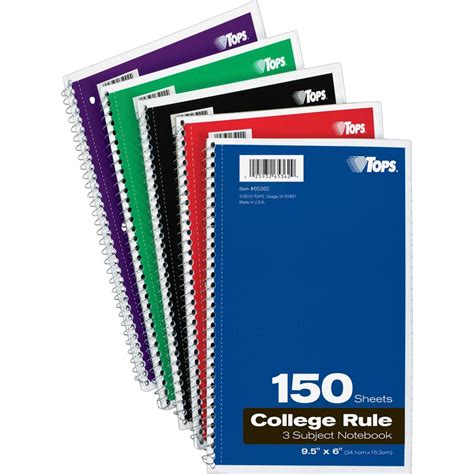 Pack Of Subject College Ruled Sheets Assorted Colors Five Star