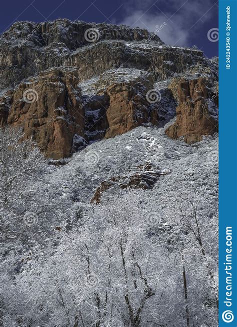 Snow Covered Red Rock In Sedona Arizona Usa Stock Photo Image Of