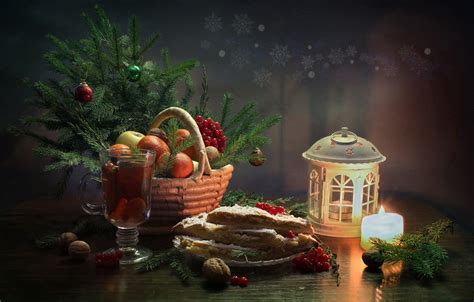 Wallpaper winter, happiness, tea, tree, new year, Christmas, candle ...