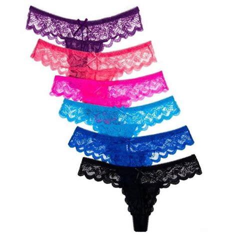 6 Pieces Full Lace Women Sexy G String Underwear Tanggalingerie