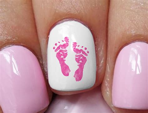 Pink Baby Footprints Baby Shower Nails Baby Girl Nails Gender