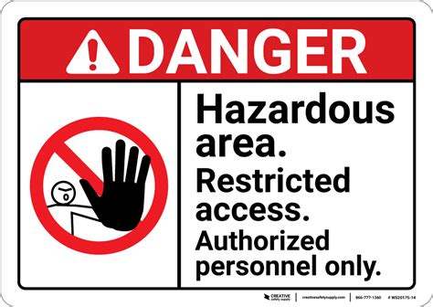 Danger Hazardous Area Restricted Access Ansi Wall Sign Creative