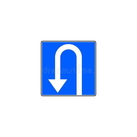 U Turn Vector Road Sign On Blue Background Stock Vector Illustration