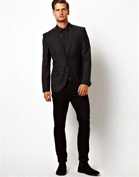 Slim fit mens leather jacket. Lyst - Asos Red Eleven Slim Fit Suit Jacket in Black in ...