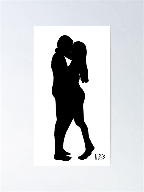 Silhouette Of Couple Kissing Two People In Love Black Shape And