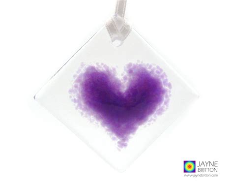 Purple Heart Mini Light Catcher Fused Glass Suncatcher Etsy Uk In 2023 Heart Lights Fused