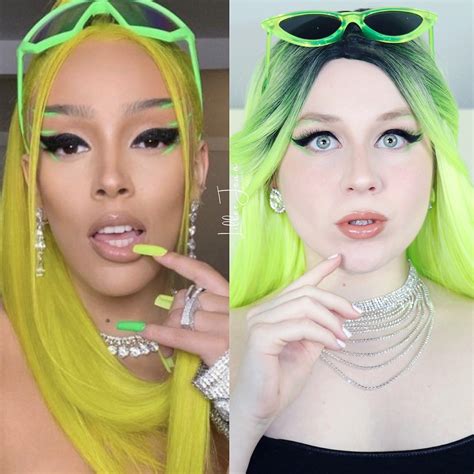 Doja Cat Neon Green La Girl Shockwave Eyeliner Inspired Makeup