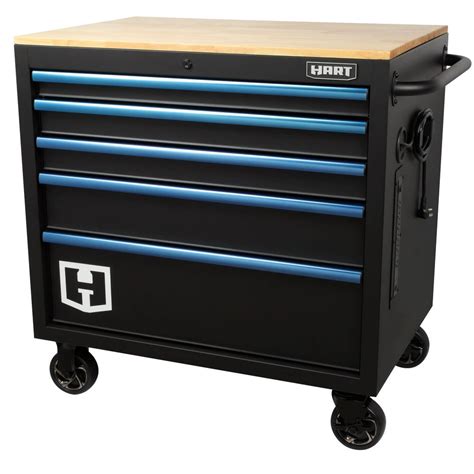 Hart 36 In W X 24 In D 5 Drawer Mobile Tool Chest Workbench W Wood Top