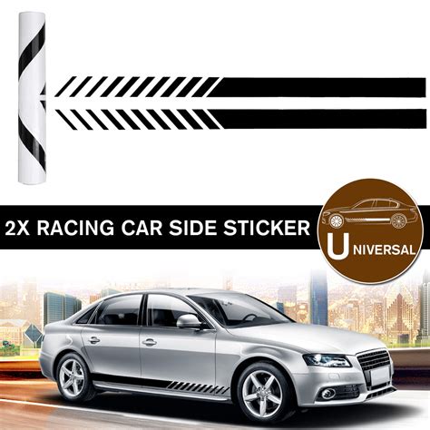 New Universal 2x Car Racing Black Long Stripe Graphics Side Body Vinyl