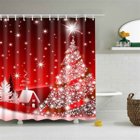 Colorful Merry Christmas Shower Curtains Waterproof Polyester High