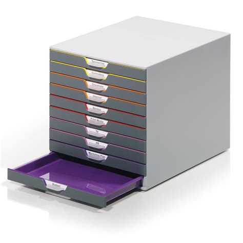Le cassette in plastica sovrapponibili euro box sono ottimi contenitori portaminuterie. Cassettiera Varicolor® - 28x35,6x29,2 cm - 10 cassetti - Durable - Cassettiere in plastica ...