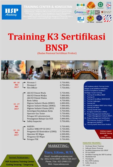 Jadwal Training K3 Sertifikasi Bnsp