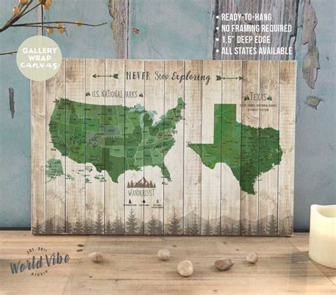 National Park And Texas State Parks Map Texas Gifts State Park Wall