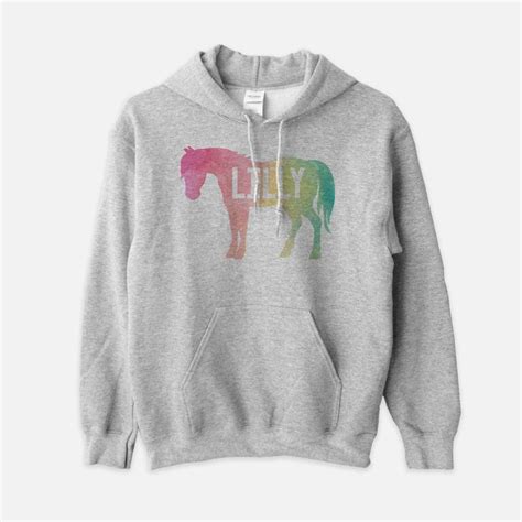 Custom Rainbow Pony Name Equestrian Hoodie Sweatshirt Etsy