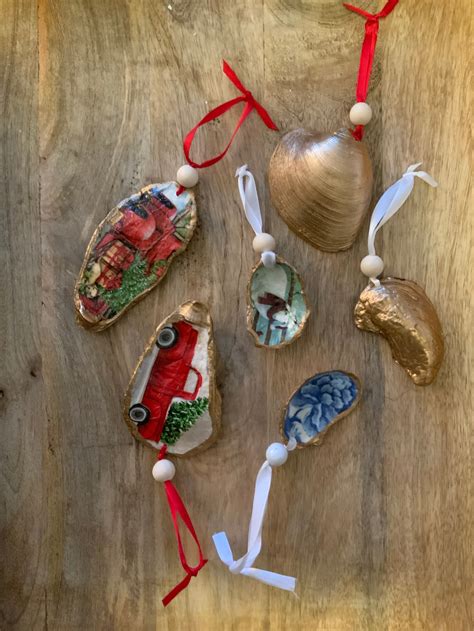 Hand Painted Oyster Shell Ornaments And Trinket Dishes Etsy