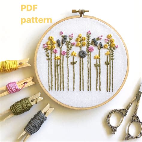 Hand Embroidery Pattern Original Wildflowers Digital Download And