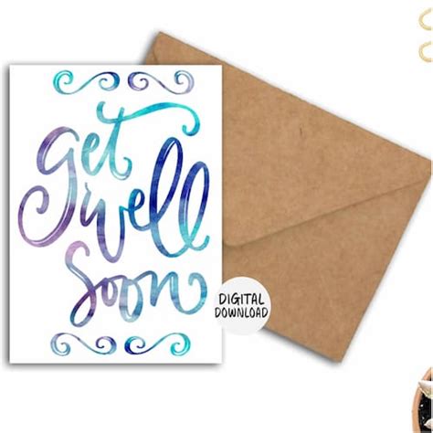 Printable Get Well Soon Card Instant Download Greeting Etsy