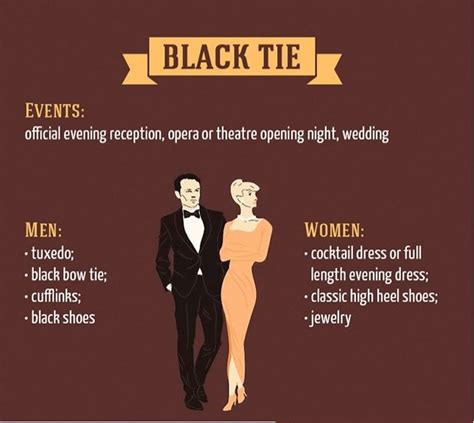 Guide To Most Basic Dress Code Rules Dress Codes Black Tie Event