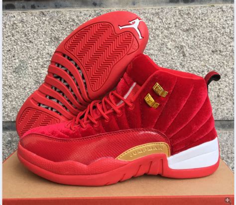 New users enjoy 60% off. Nike Air Jordan XII 12 red gold white Basketball Shoes ...