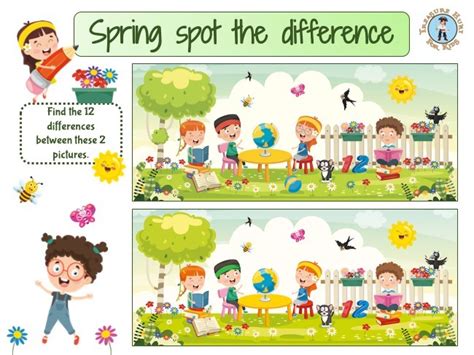 Spring Spot The Difference Printable Game Treasure Hunt 4 Kids