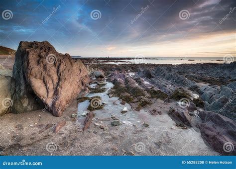 Low Tide At Portwrinkle In Cornwall Stock Photo Image Of Beach