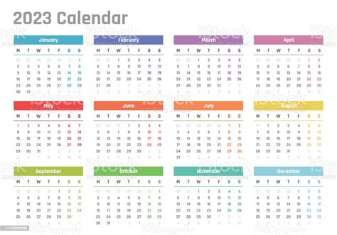 Calendar For 2023 Starts Monday Vector Calendar Design 2023 Year Stock