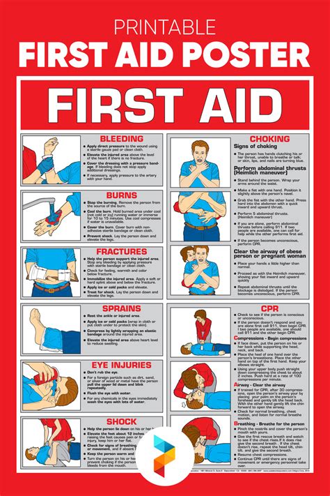 Printable First Aid Poster First Aid Poster Safety And First Aid