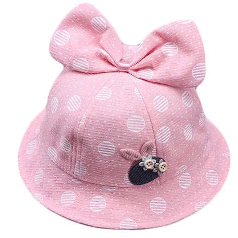 2019 New Spring Summer Baby Girl Dot Sun Hat Bowknot Children Fisherman